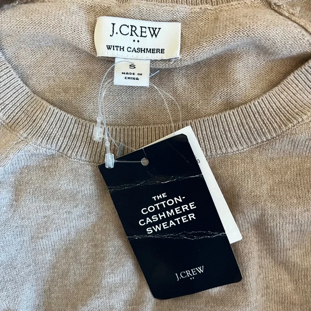 J. Crew The Cotton Cashmere‎ Sweater Long Sleeve Crew Neck Neutral Size Small